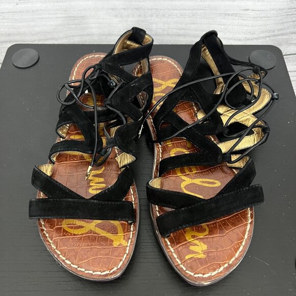 Sam Edelman Black Strappy Gladiator Sandals, Size 6.5 - Picture 1 of 3